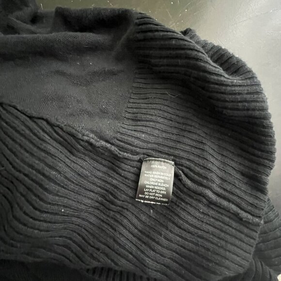 2/$30 White House Black Market Open Draped Cardigan Short Sleeve Black #8732 - Picture 5 of 6